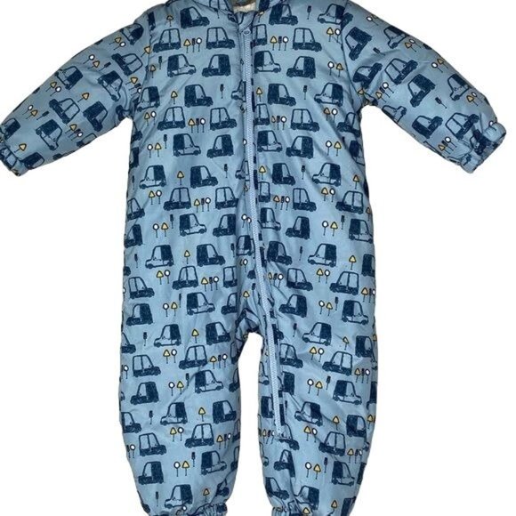 Baby outerwear bodysuit jacket onesie blue tractor print size 2M-6M - Picture 2 of 10